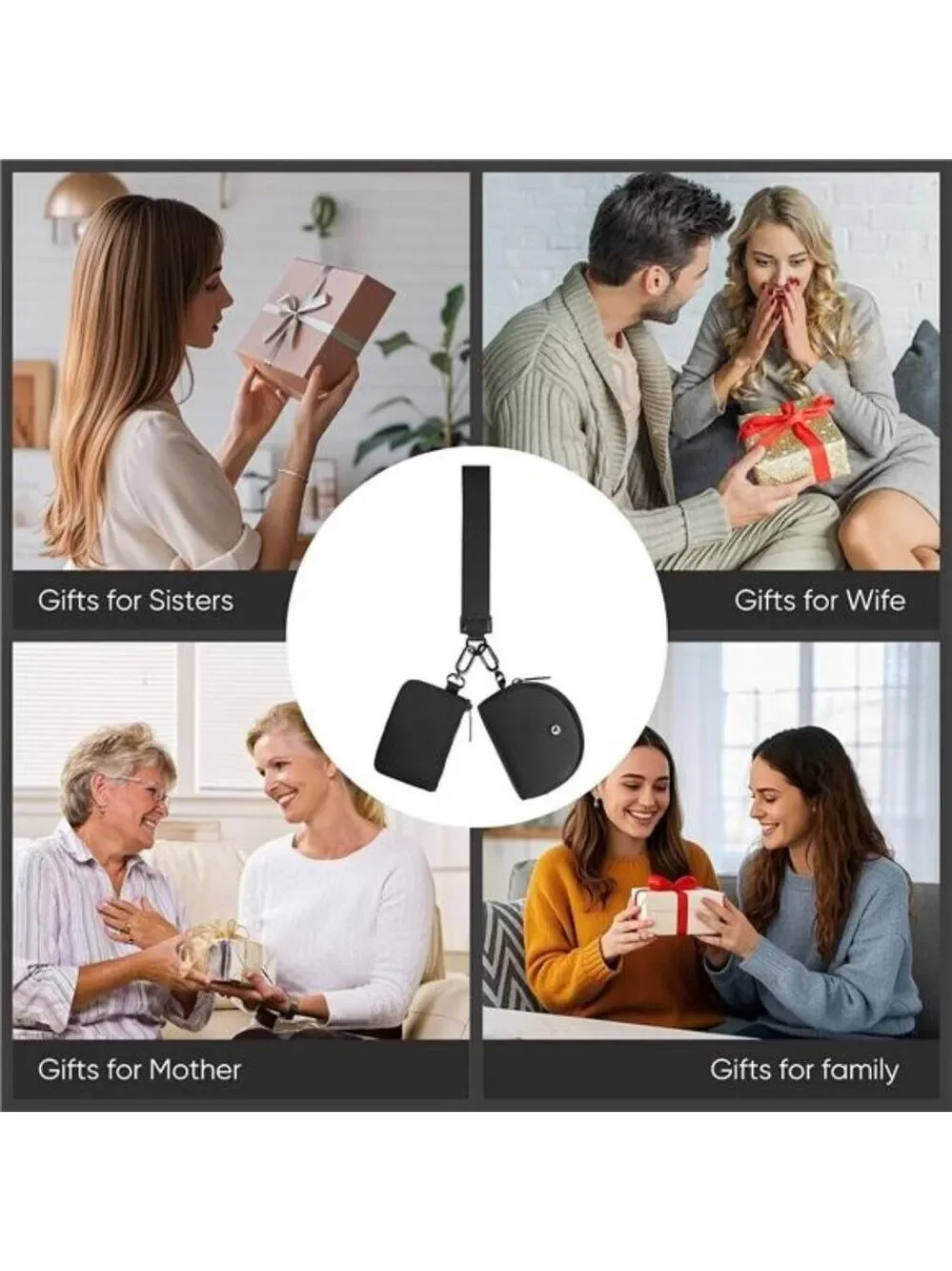 Women Keychain Wristlet Wallet Mini Zip Pouch Card Holder Coin Purse Travel